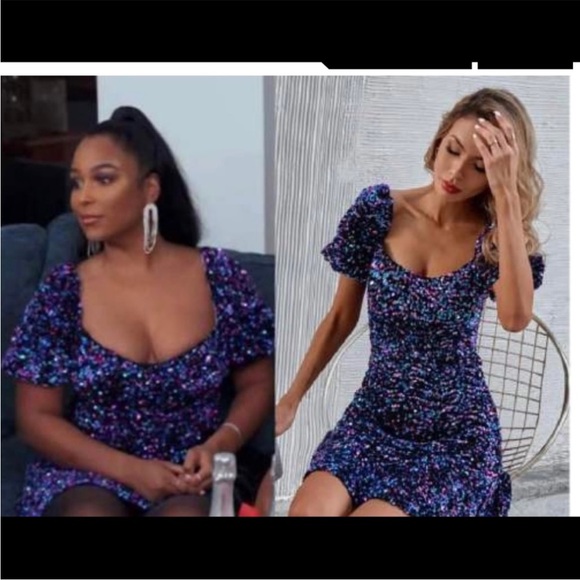 Zara blue and purple sequin mini dress Sz S - Picture 14 of 16